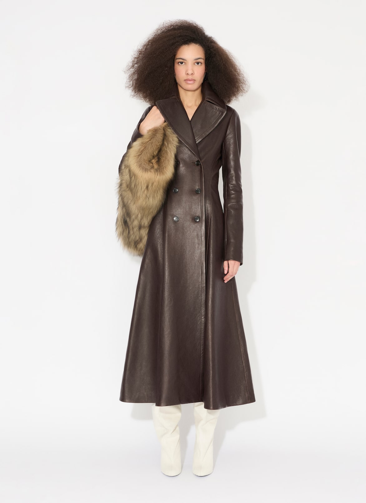 LONG FADED NAPPA COAT ALAÏA BLACK LONG FADED NAPPA COAT
